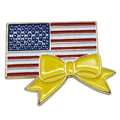 US Flag with Yellow Ribbon Soft Enamel Lapel Pin