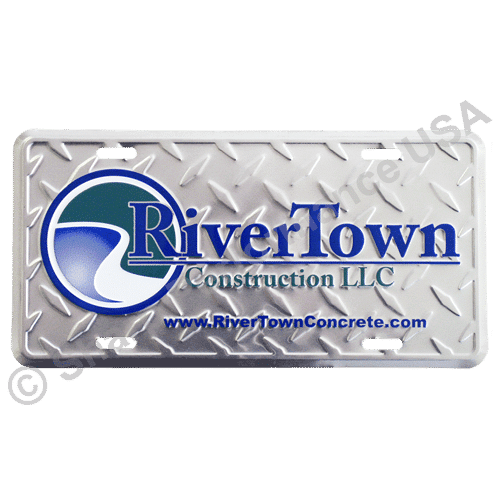 Custom Aluminum Metal Spot Color License Plates Raised Text & Company Logo